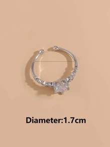Rhinestone Decor Cuff Ring - Silver - View 3