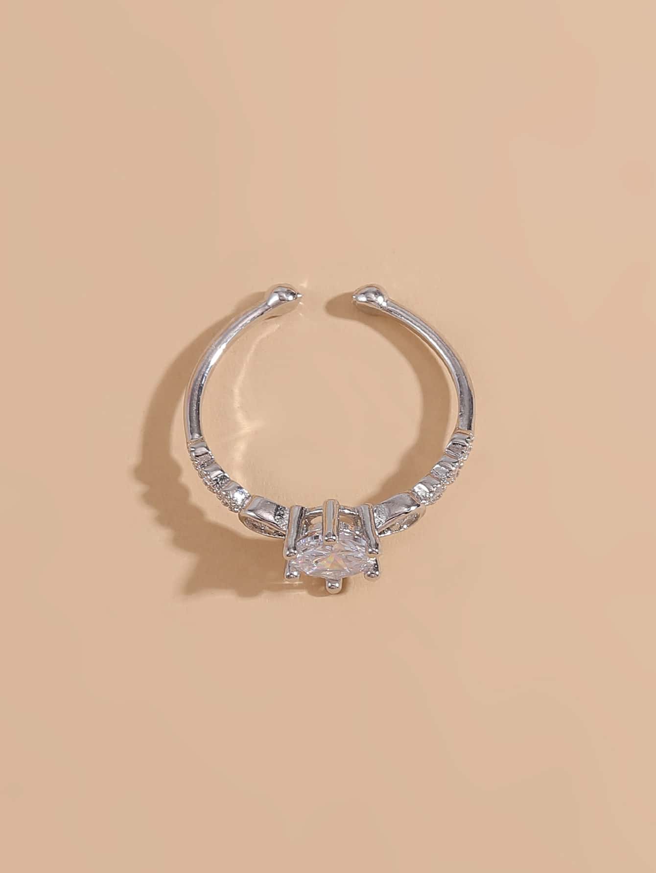 Rhinestone Decor Cuff Ring