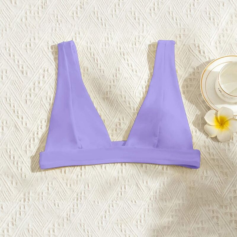 

V Neck Bikini Top, Purple