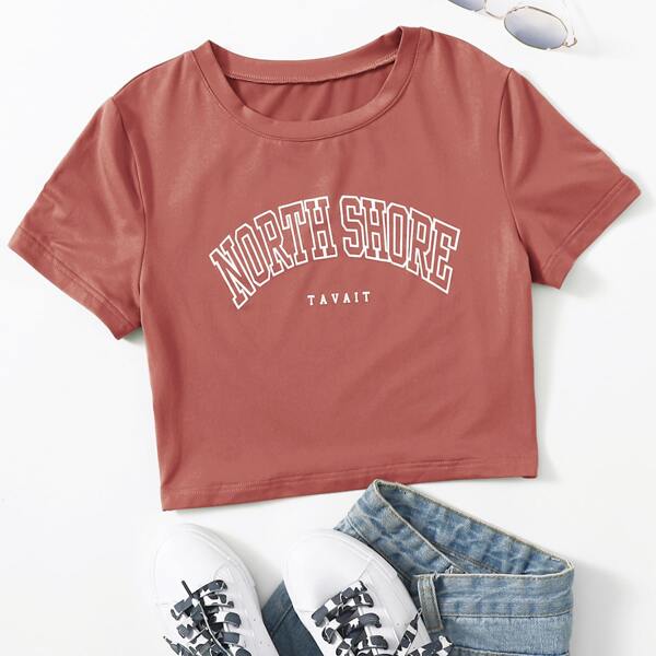 

Letter Graphic Tee, Rusty rose