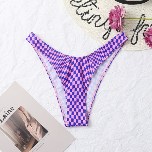 

Checkered High Cut Bikini Panty, Multicolor