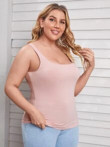 SHEIN Essnce Plus Form-Fitting Tank Top - Baby Pink - View 3
