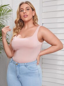 SHEIN Essnce Plus Form-Fitting Tank Top - Baby Pink - View 5