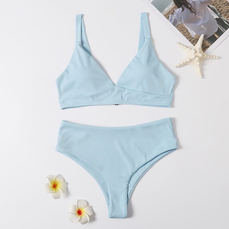 

Solid Rib Bikini Swimsuit, Baby blue