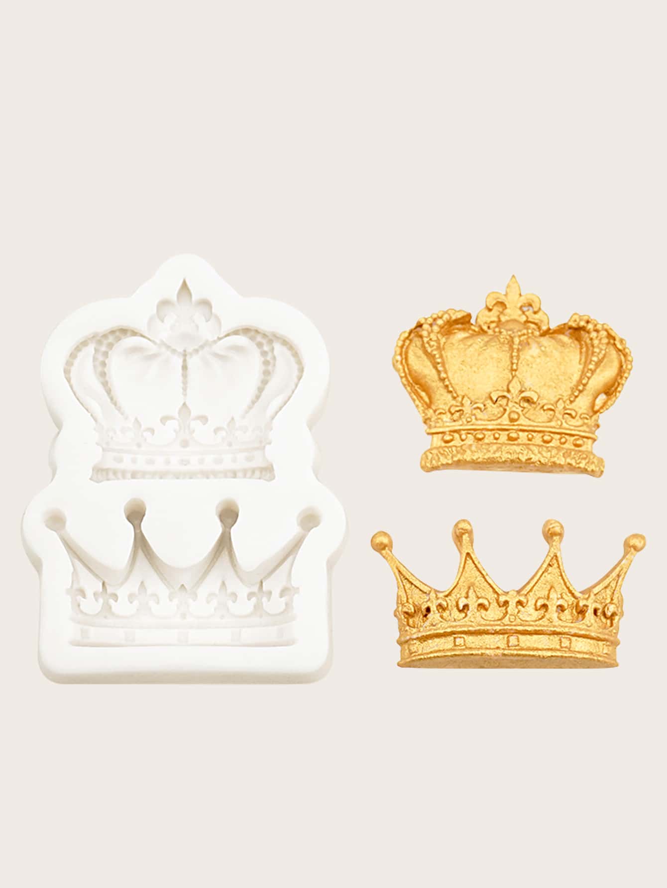 1pc 2 Cavities Royal Crown Fondant Candy Silicone Mold for Sugarcraft, Cake Decoration, Cupcake Topper, Chocolate, Pastry, Cookie Decor, Jewelry, Polymer Clay, Epoxy Resin, Crafting Projects