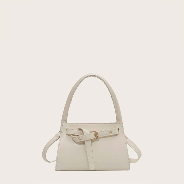 

Eyelet Buckle Decor Satchel Bag, Beige