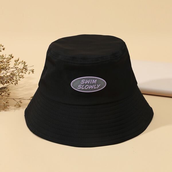 

Letter Decor Bucket Hat, Black