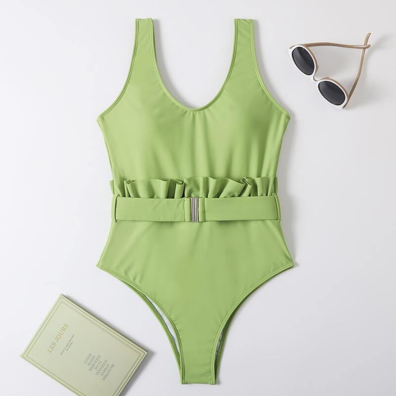 

Ruffle One Piece Swimsuit, Green