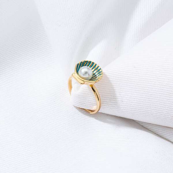 

Girls Faux Pearl Decor Ring, Gold