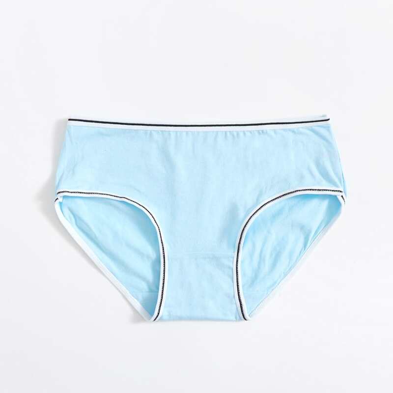 

Solid Contrast Binding Panty, Baby blue