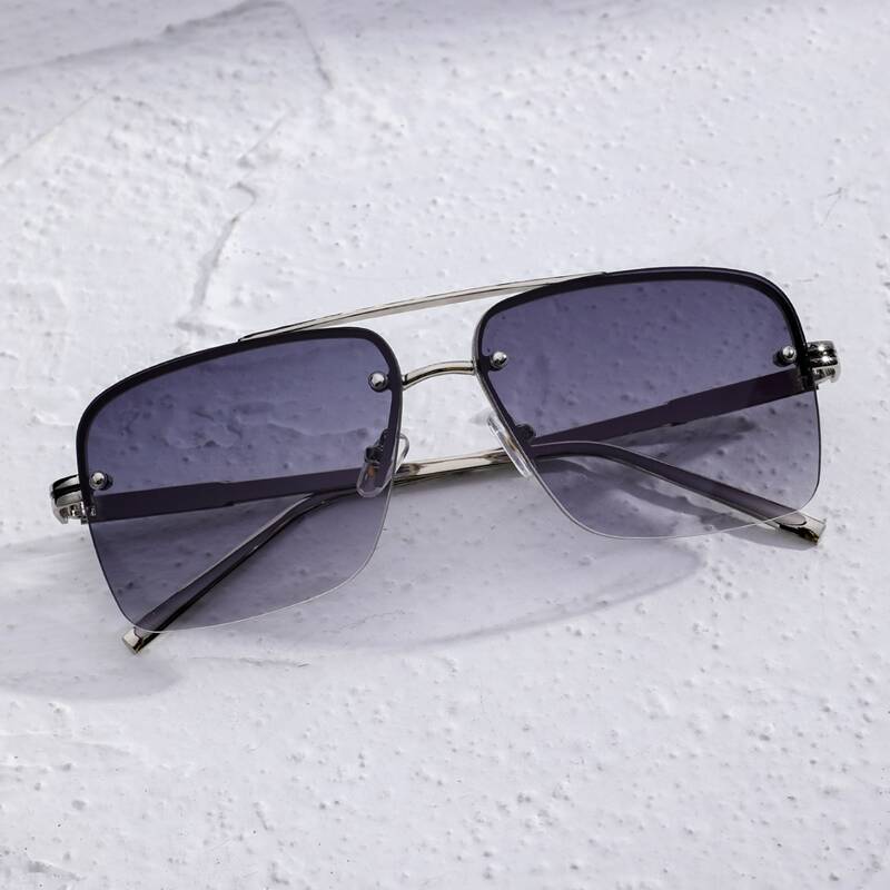 

Guys Top Bar Square Frame Sunglasses, Grey