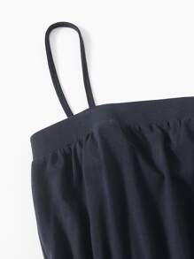 SHEIN Girls Rainbow Striped Cami Romper - Black - View 3