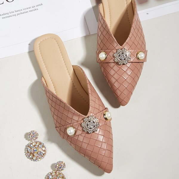 

Floral Print Point Toe Flats, Pink