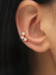 Cubic Zirconia Decor Ear Cuff - Yellow Gold - View 1