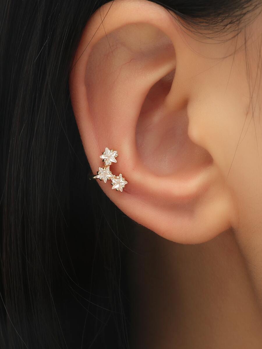 Cubic Zirconia Decor Ear Cuff - Yellow Gold - View 1
