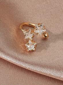Cubic Zirconia Decor Ear Cuff - Yellow Gold - View 2