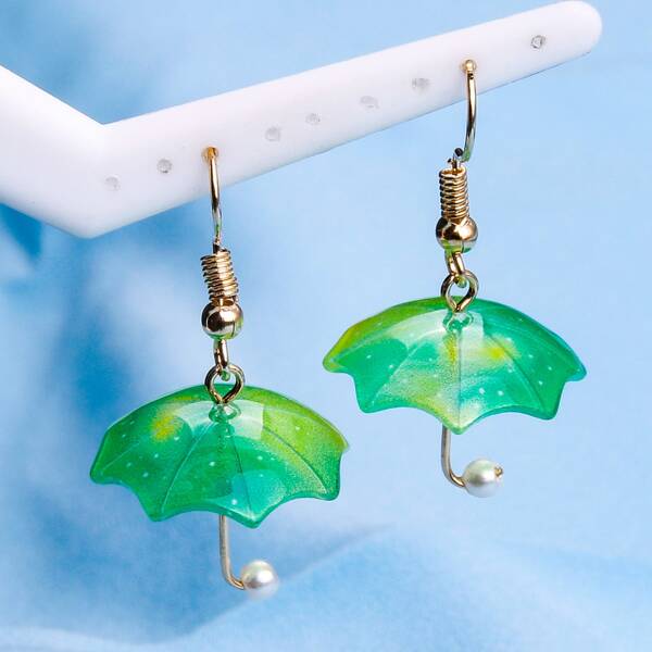 

Umbrella Design Earrings, Green
