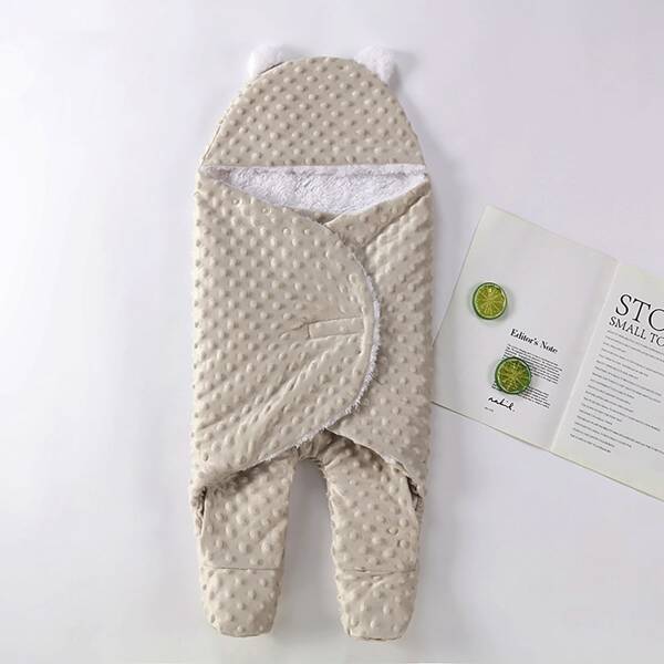 

Baby Boy 3D Ear Thermal Lined Hooded Sleep Bag, Apricot