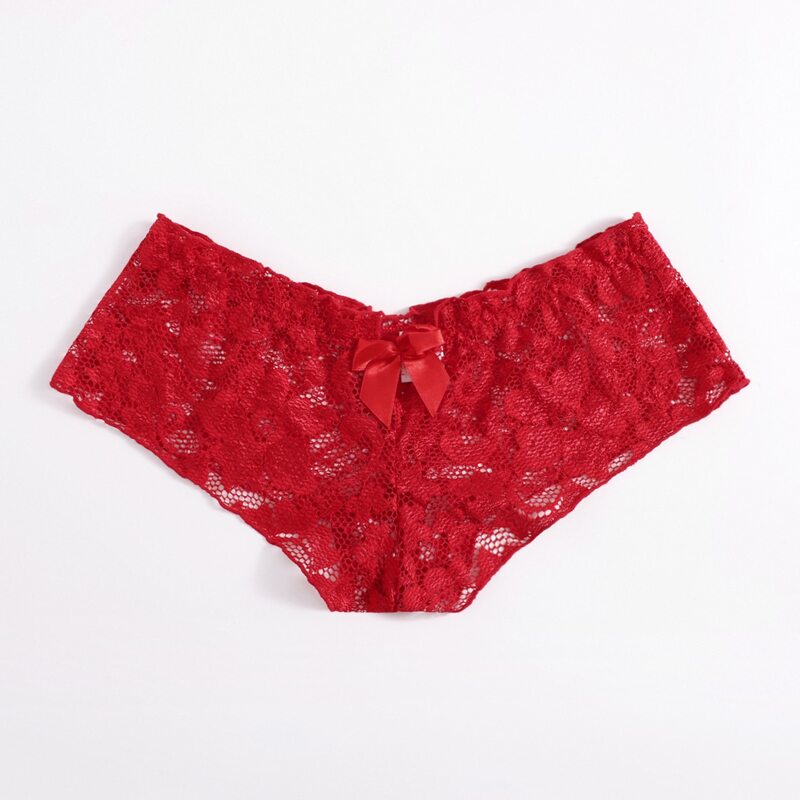 

Floral Lace Bow Panty, Red