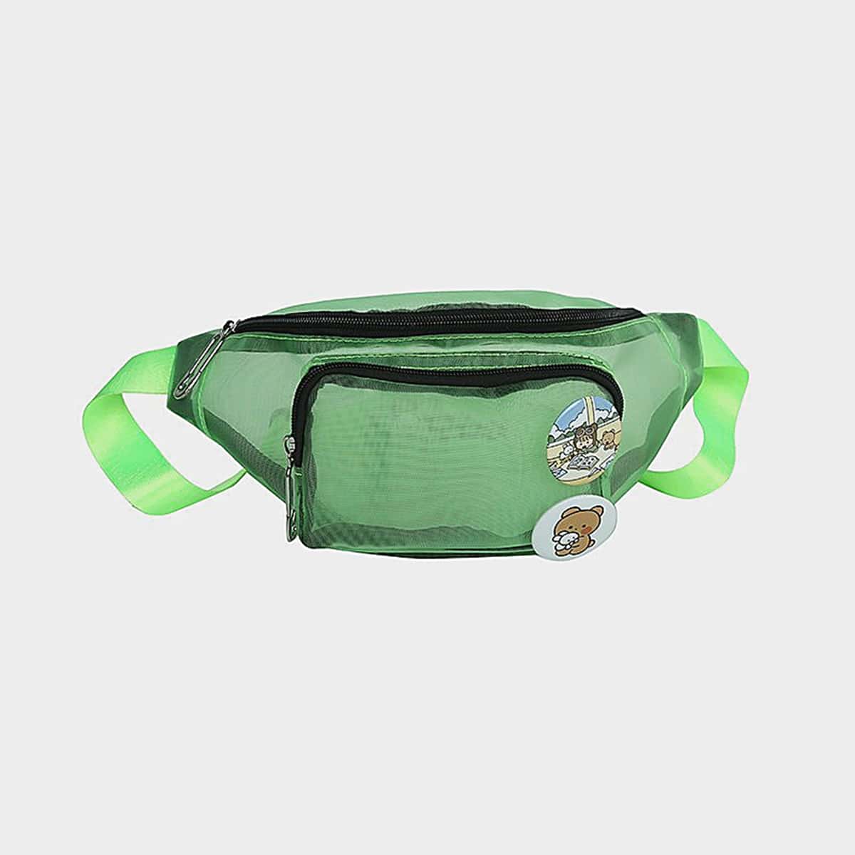 

Solid Mesh Fanny Pack, Green