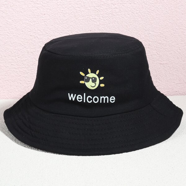 

Letter Graphic Bucket Hat, Black