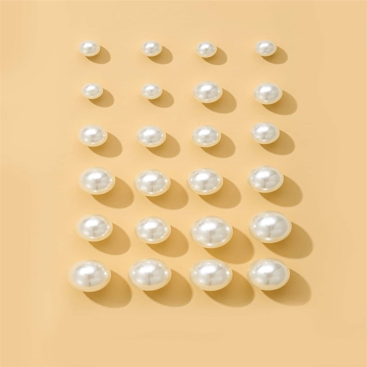 

12pairs Faux Pearl Stud Earrings, White