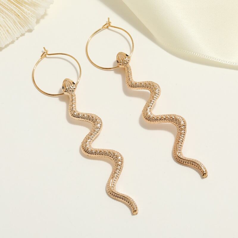 

Serpentine Drop Earrings, Gold