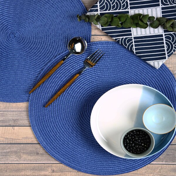 

1pc Plain Round Placemat, Blue