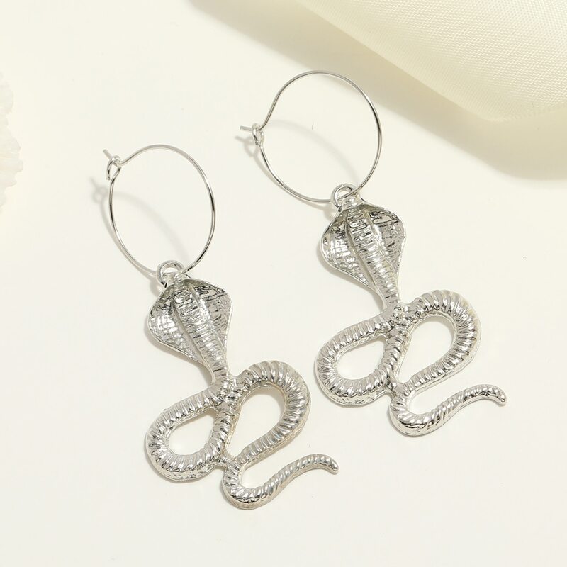 

Serpentine Drop Earrings, Silver
