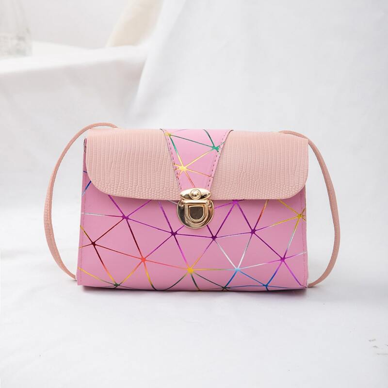 

Holographic Geo Graphic Crossbody Bag, Pink