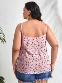 SHEIN VCAY Plus Floral Print Cami Top - Baby Pink - View 2