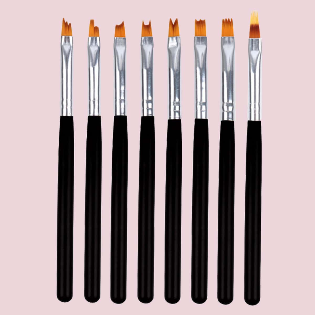 

8pcs Flower Petal Nail Art Brush Pen Set, Black