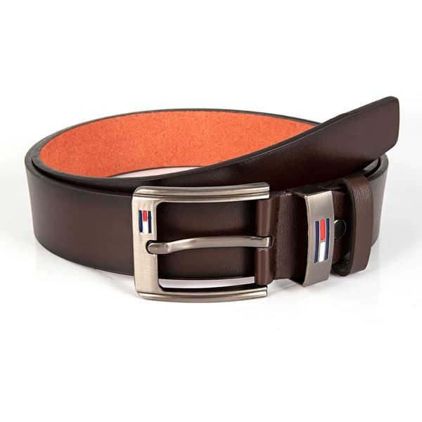 

Men Square Buckle Belt, Coffee brown