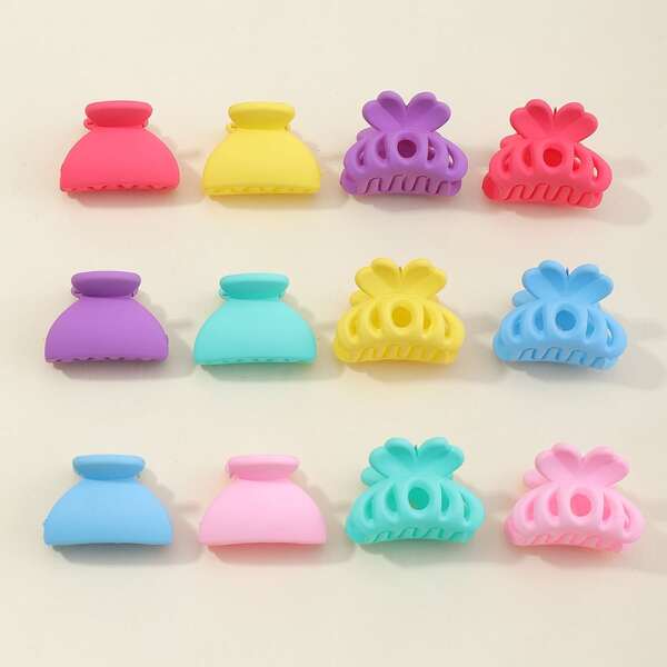 

12pcs Solid Hair Claw, Multicolor