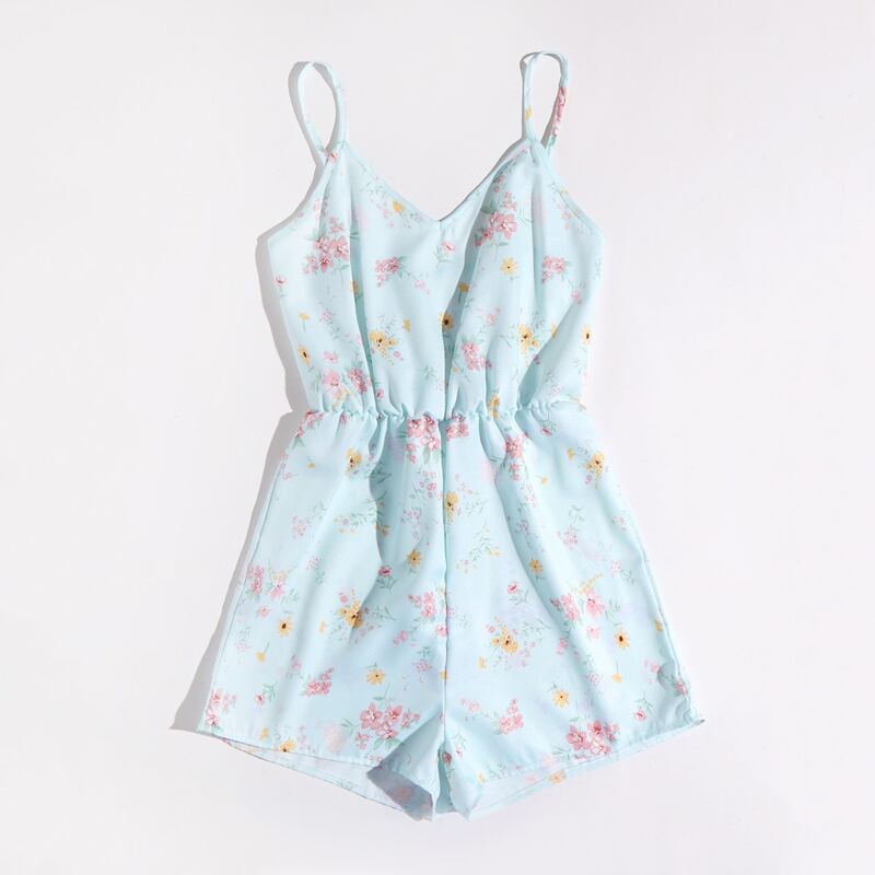 

Ditsy Floral Cami Romper, Baby blue
