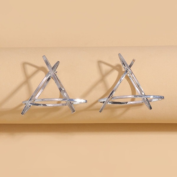 

Hollow Out Geometric Earrings, Silver
