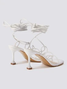 Minimalist Tie Leg Thong Sandals - أبيض - مشاهدة 2