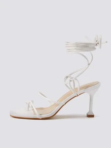 Minimalist Tie Leg Thong Sandals - أبيض - مشاهدة 5