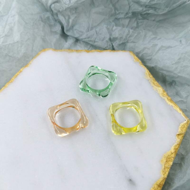 

3pcs Resin Ring, Multicolor