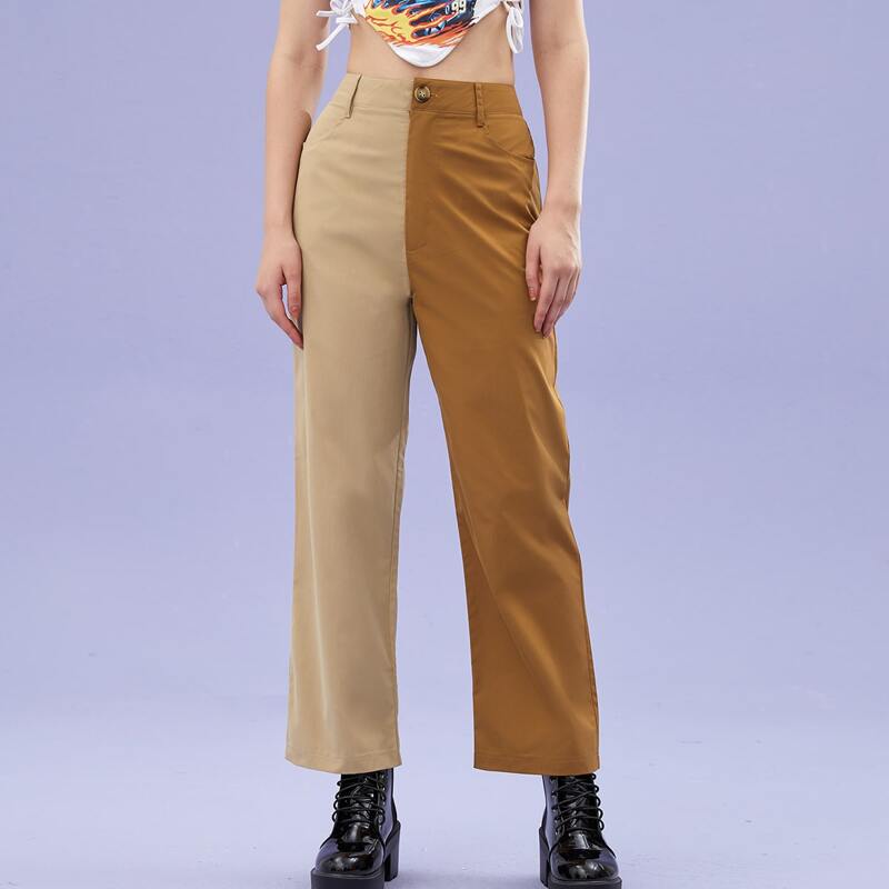 

Two Tone Straight Leg Pants, Multicolor