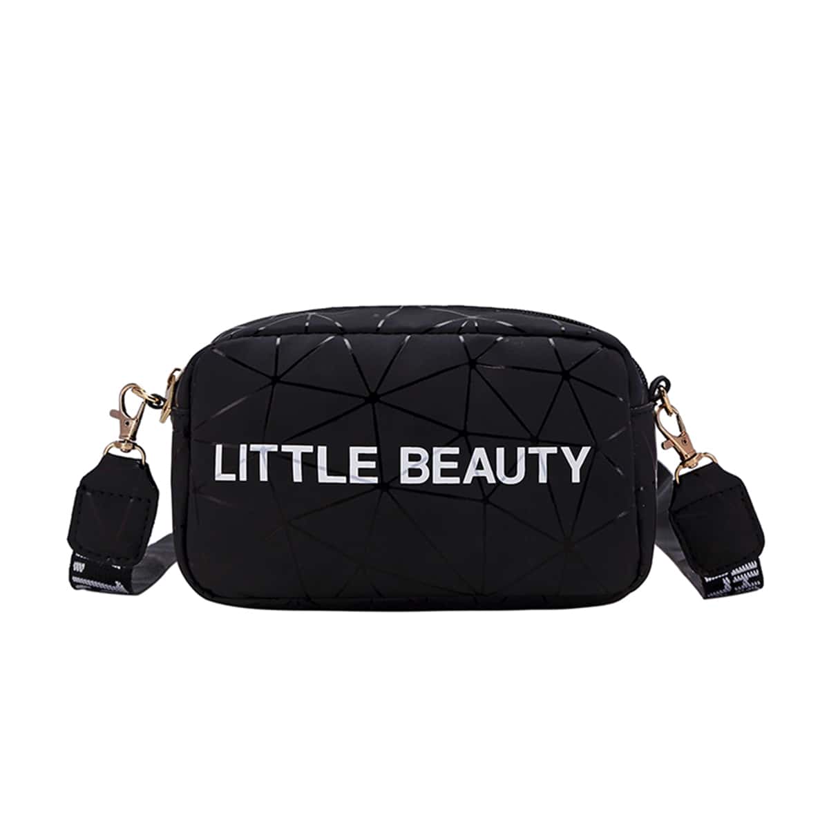 

Letter & Geo Graphic Crossbody Bag, Black