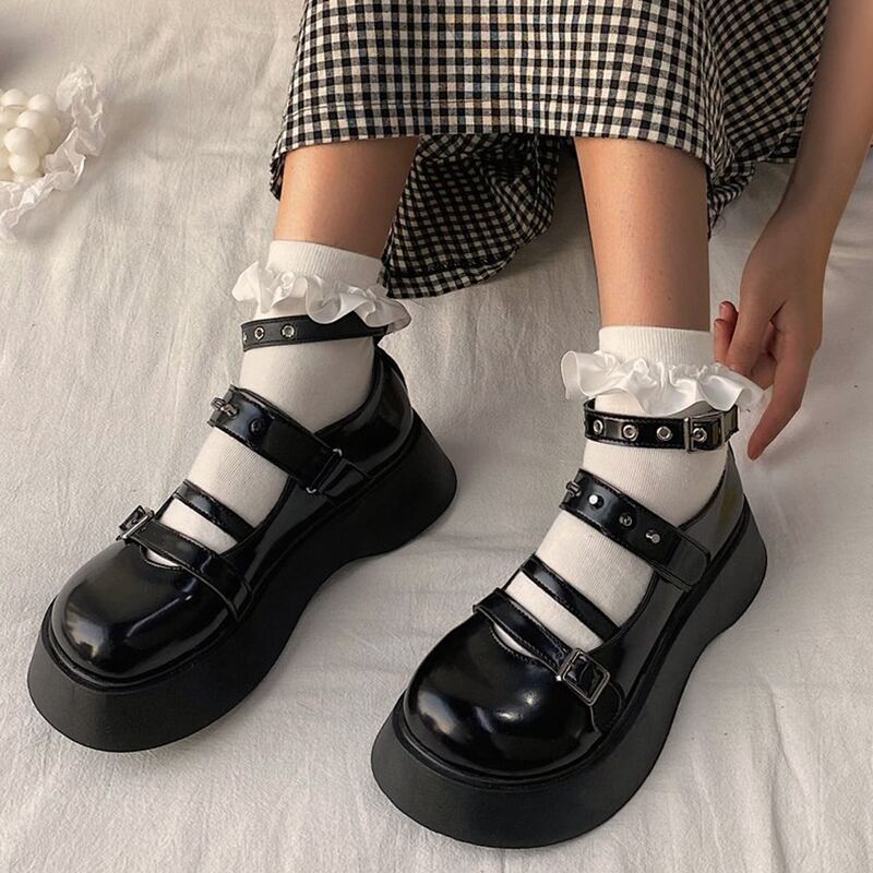 

Ankle Strap Mary Jane Wedges, Black
