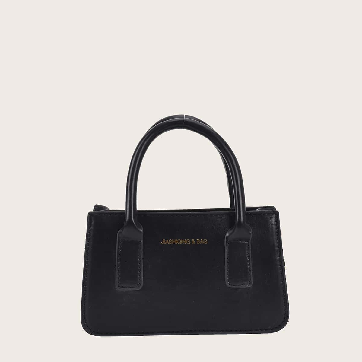 

Solid Chain Satchel Bag, Black