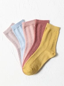 5 Pares De Calcetines Simples De Corte Tobillero - Multicolor - Ver 2