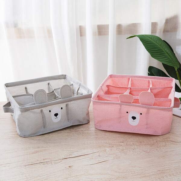 

1pc Bear Design Random Color Storage Basket, Multicolor