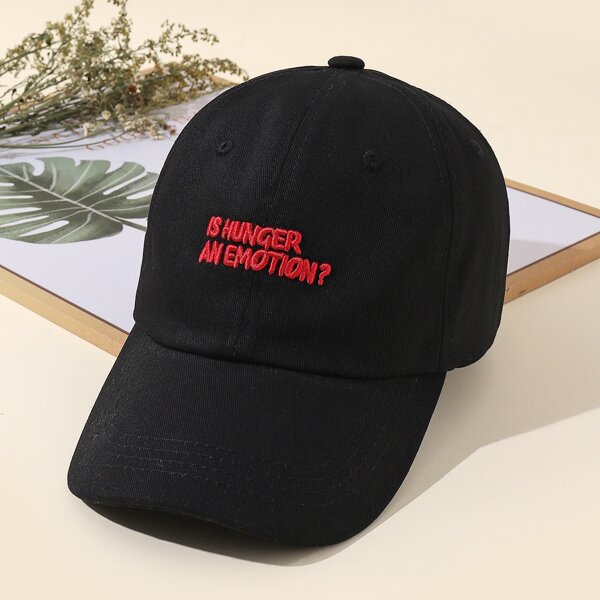 

Letter Embroidered Baseball Cap, Black