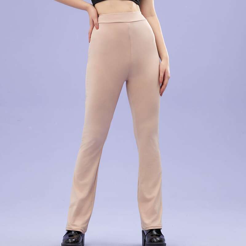 

Solid Flared Pants, Apricot