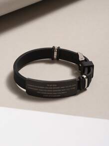 Vòng tay thời trang và phổ biến dành cho nam Chữ đồ họa trang trí hình học Vòng đeo tay bằng thép không gỉ Phong cách Punk Hip Pop cho món quà trang sức và cho vẻ ngoài sành điệu - màu đen - Xem 2