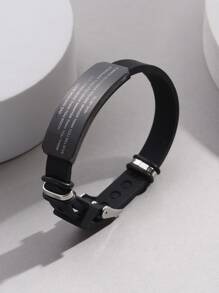 Vòng tay thời trang và phổ biến dành cho nam Chữ đồ họa trang trí hình học Vòng đeo tay bằng thép không gỉ Phong cách Punk Hip Pop cho món quà trang sức và cho vẻ ngoài sành điệu - màu đen - Xem 3