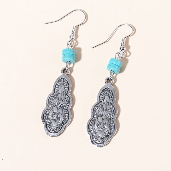 

Vintage Textured Metal Earrings, Silver